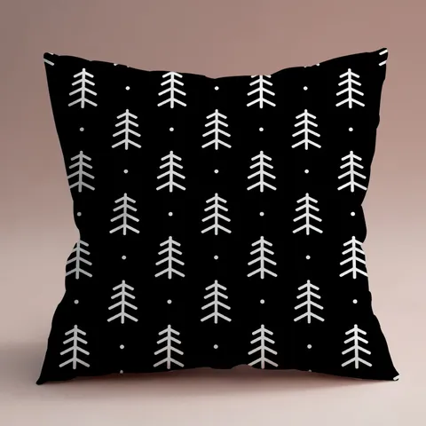Housse de Coussin Carrée en Polyester Imprimé Géométrique Arbre de Pin Minimaliste Housse de Coussin Décorative Pour Canapé Lit Décoration Intérieure