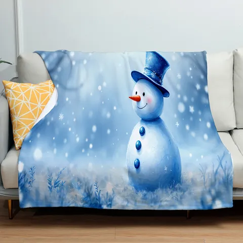 Weihnachten Schneemann Flanell Decke Weich Warm Winter Urlaub Kuscheldecke Für Bett Sofa Büro Kinder Heimtextilien