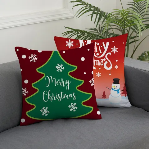 Christmas Throw Pillow Cover Festive Holiday Snowflake Tree Cushion Cover Decorative Pillowcase For Sofa Bed Home Decor