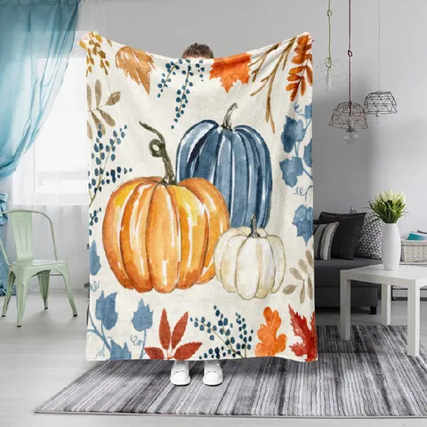 Halloween Pumpkin Flannel Blanket Soft Warm Cozy Throw Blanket For Bed Office Car Fall Seasonal Home Decor