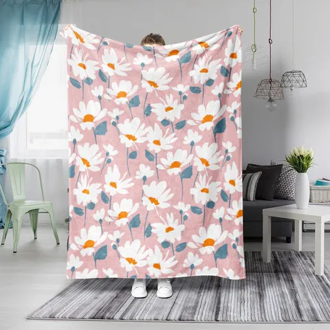 Flanell Decke Weich Warm Fleece Bettdecke Für Sofa Bett Reise Auto Ganzjährig Blumen Bedruckt Gemütliche Decke Wohnzimmer Dekor