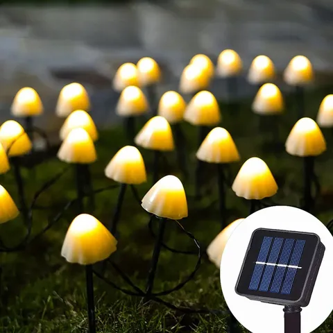 Solar Mushroom String Lights Outdoor Waterproof LED Garden Decorative Lighting For Christmas Party Patio Yard Landscape