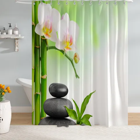 Waterproof Mildew-Resistant Polyester Shower Curtain Modern Bathroom Partition Bath Curtain Digital Printed Floral Animal Patterns Home Decor