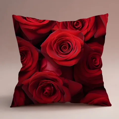 Valentine's Day Red Rose Pillow Cover Square Polyester Cushion Cover for Sofa Bed Home Decor Living Room