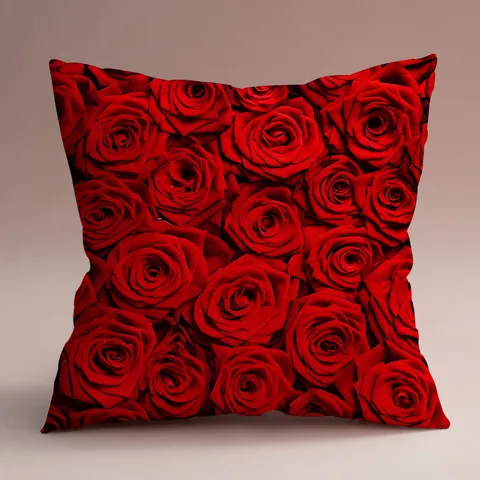 Valentine's Day Red Rose Pillow Cover Square Polyester Cushion Cover for Sofa Bed Home Decor Living Room