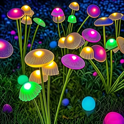 Solar Garden Lights Outdoor Waterproof LED Mushroom Landscape Lights Yard Patio Lawn Pathway Ambiance Decorative Lighting