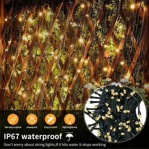 Solar LED String Lights Outdoor Waterproof Starry Fairy Lights Remote Control Garden Christmas Wedding Party Decor