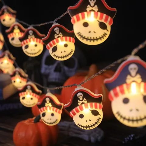 Halloween LED String Lights Witch Hat Black Cat Pumpkin Ghost Festive Decorative Fairy Lights For Party Home Decor