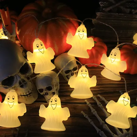Halloween Ghost LED String Lights Decorative Glowing Spirit Hanging Decor For Party Yard Indoor Holiday Lighting