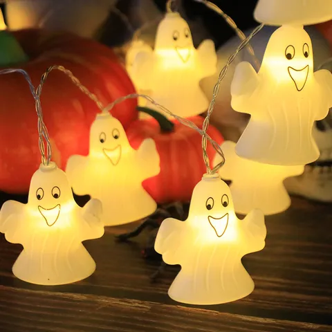 Halloween Ghost LED String Lights Decorative Glowing Spirit Hanging Decor For Party Yard Indoor Holiday Lighting