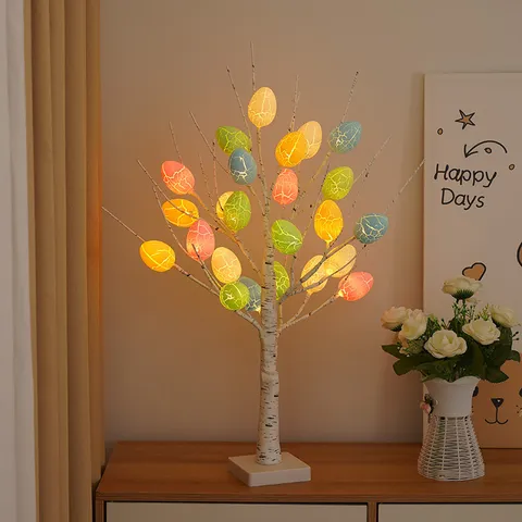 LED Easter Egg Tree Light Warm White Birch Tree Tabletop Decorative Lamp For Home Indoor Party Holiday Decor