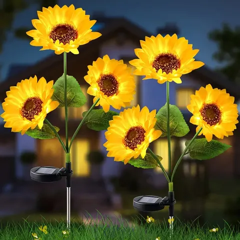 Solar Sunflower Lawn Light Outdoor Garden Waterproof Landscape Light LED Decorative Stake Light For Yard Pathway Patio Decor