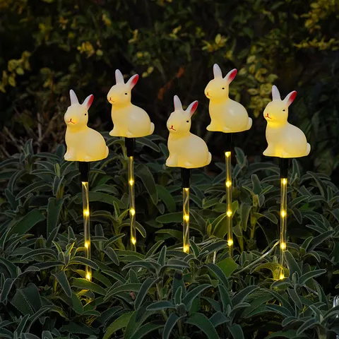 Easter Solar Outdoor String Lights Waterproof Garden Decor Cute Rabbit Egg LED Landscape Lighting Path Yard Lawn Party Lamp