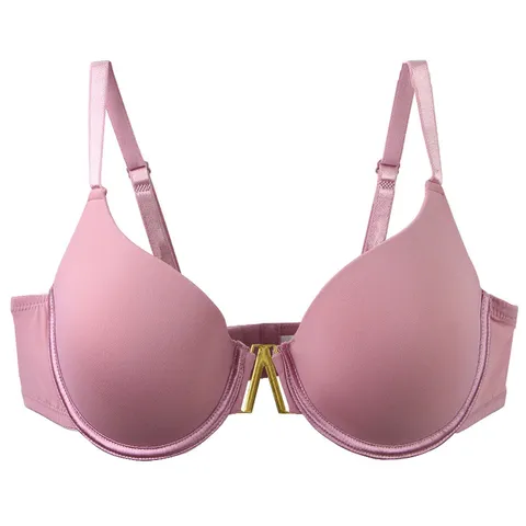 Women Sexy Underwire Thin Molded Cup Bra Seamless Solid Color Comfort Gathered Push Up Lingerie