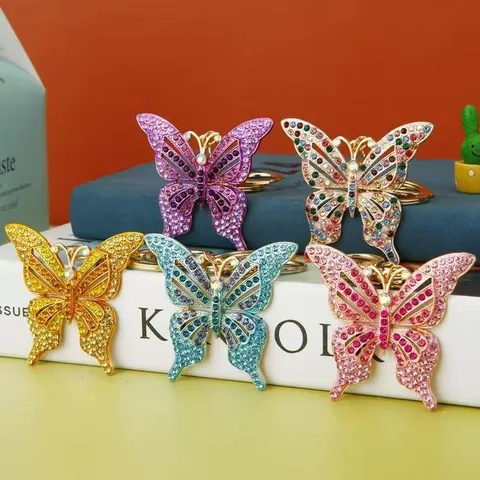 Portachiavi Farfalla in Metallo con Strass di Lusso Ciondolo Auto Portachiavi Animale in Lega Scintillante per la Decorazione della Borsa Regali
