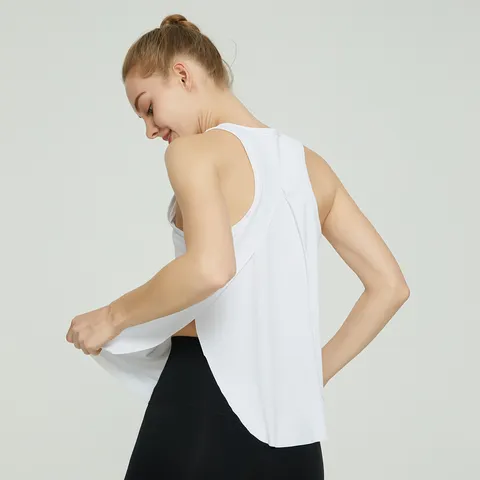 Women's Casual Athletic Tank Top Loose Fit Sleeveless Workout Running Yoga Top Racerback Split Hem Activewear