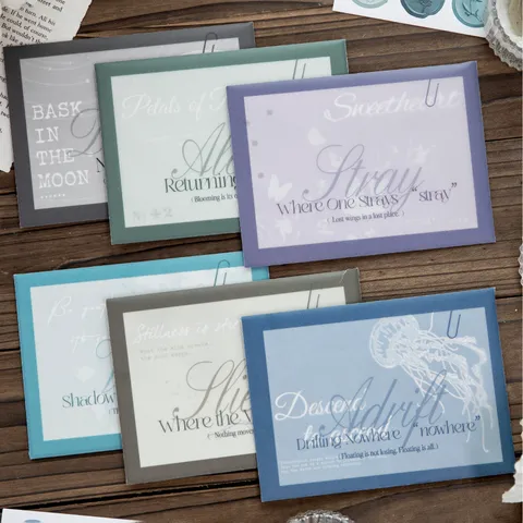 Vintage Vellum Kraft Paper Envelope Set Uninhabited Area Letter Series Translucent Stationary Writing Sheet Cards Set For DIY Scrapbooking Scrapbook Journal Decoration