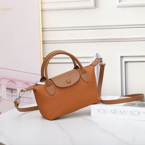 Women Genuine Leather Crossbody Bag Dumpling Handbag Colorblock Litchi Grain Casual Shoulder Bag
