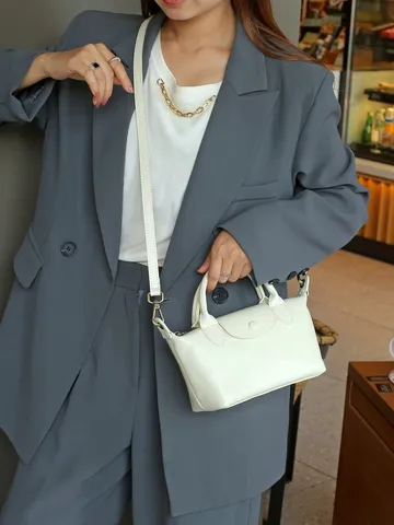 Bolso Bandolera de Cuero Genuino Vintage para Mujer Primera Capa de Piel de Vaca Bolso Dumpling Casual Diario Pequeño Bolso