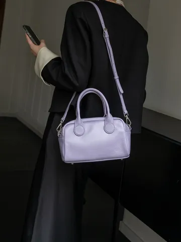 Bolso Boston de Piel de Vaca Abatanada Natural Bolso Casual Versátil Bolso de Hombro Retro Bandolera Para Mujer