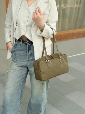 Mujer Cuero Auténtico Bolso de Hombro Retro Cuero de Vaca Curtido Vegetal Axila Baguette Bolso Casual Chic Cartera Diaria
