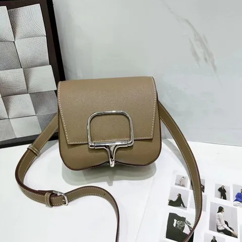 Women Leather Crossbody Bag Small Saddle Shoulder Bag Elegant Ladies Purse Minimalist Flap Handbag Daily Bag