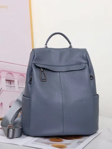 Women Genuine Leather Backpack Large Capacity Casual Travel School Bag Soft Cowhide Commuter Daypack