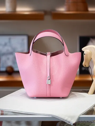 Women Genuine Leather Bucket Bag First Layer Cowhide Handbag Classic Luxury Style Top Handle Tote Bag With Metal Lock