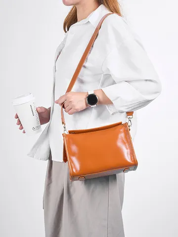 Bolso Bandolera de Piel de Vaca de Primera Capa Vintage para Mujer Bolso Almohada Curtido Vegetal Bolso de Hombro Casual