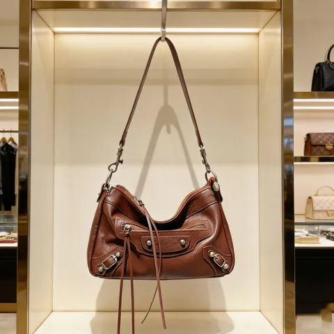 Women Genuine Leather Motorcycle Crossbody Bag Vintage Rivet Tote Shoulder Bag Large Capacity Top Handle Purse
