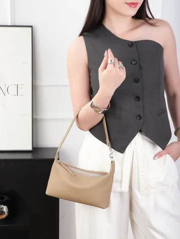 Bolso de Hombro de Cuero Verdadero para Mujer Moda Casual Color Sólido Bolso de Almohada Retro Diario Cremallera Bolso de Mano