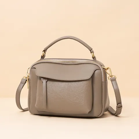 Genuine Leather Boston Bag For Women Vintage Top Layer Cowhide Top Handle Crossbody Bag Casual Tote Purse