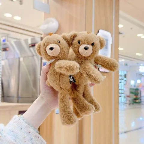 Cute Cartoon Teddy Bear Plush Hair Clip Sweet Girly Style Brown Animal Stuffed Doll Bangs Clip Soft Plush Headwear Decorative Hair Accessories For Girls Women