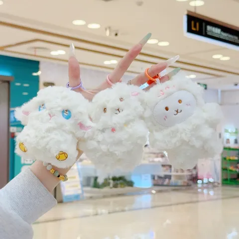 Carino Portachiavi a Forma di Pecora in Peluche Riccio Ricamato Agnello Giocattolo di Peluche Ciondolo Decorativo per Borsa Regalo