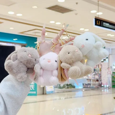 Süßer Plüschhase Schlüsselanhänger Weiche Stofftier Kaninchenpuppe Für Kinder Mädchen Geburtstagsgeschenk Tasche Anhänger Tier Spielzeug