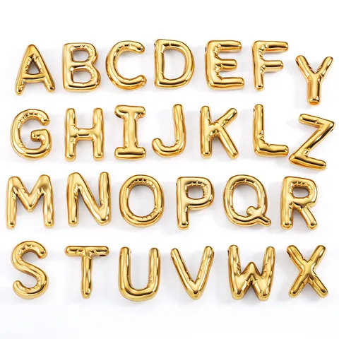 Ciondolo Lettera a Bolla Acciaio Inossidabile Placcatura Sottovuoto Oro 18K Iniziale Ciondolo Solo Senza Catena Per Gioielli DIY