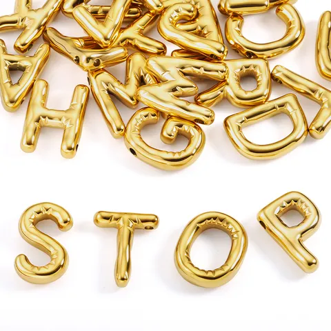 Ciondolo Lettera a Bolla Acciaio Inossidabile Placcatura Sottovuoto Oro 18K Iniziale Ciondolo Solo Senza Catena Per Gioielli DIY