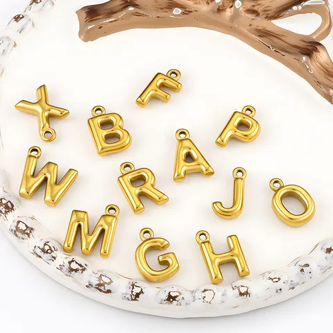 Μενταγιόν με Αρχικό Γράμμα 3D από Ανοξείδωτο Ατσάλι DIY Γούρια Αλφαβήτου για Κολιέ Βραχιόλι Προμήθειες Κατασκευής Κοσμημάτων Χρυσό Ασημί Χρώμα