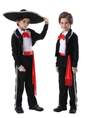 Παιδική Μεξικανική Παραδοσιακή Φορεσιά Mariachi Στολή Παράστασης Αγόρια Πάρτι Φεστιβάλ Σκηνικό Κοστούμι Με Καπέλο