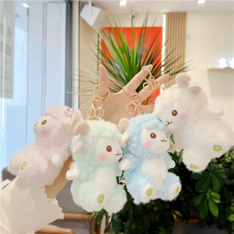 Schattige Cartoon Pluche Schaap Speelgoed Sleutelhanger Zacht Polyester Klein Lammetje Dier Pop Hangend Ornament Rugzak Charm