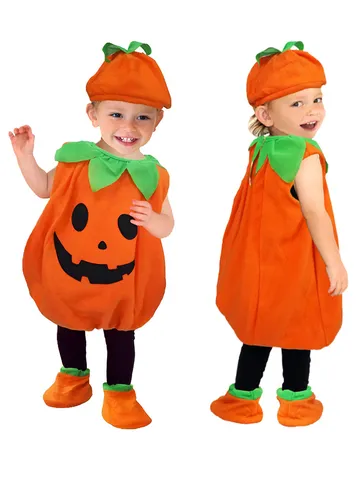 Μωρό Παιδιά Halloween Κοστούμι Κολοκύθας Χριτό Ολόσωμη Φόρμα Με Καπέλο Και Καλύμματα Παπουτσιών Γιορτινό Πάρτι Cosplay Στολή Για Νήπια