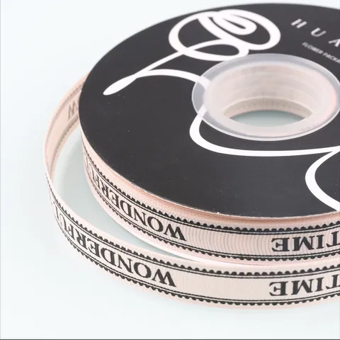 Polyester Grosgrain Ribbon Printed English Letters Wonderful Time Satin Ribbon For Bouquet Flower Packaging Gift Wrapping Bow DIY Crafts