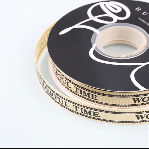 Polyester Grosgrain Ribbon Printed English Letters Wonderful Time Satin Ribbon For Bouquet Flower Packaging Gift Wrapping Bow DIY Crafts