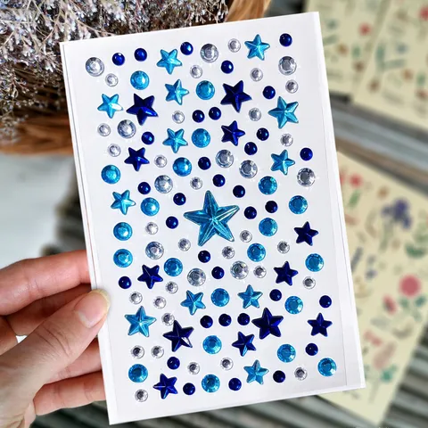 Y2K Punk Stil Blaue Stern Gesichtsaufkleber Acryl Strass Auge Körper Edelstein Aufkleber Für Party Musik Festival Makeup Dekor