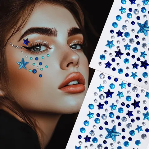 Acryl Gesicht Juwelen Strass Körper Aufkleber Kristall Auge Tattoo Selbstklebend Körperkunst Strass Glitzer Stern Herz Handwerk Aufkleber Für Konzert Party Dekor