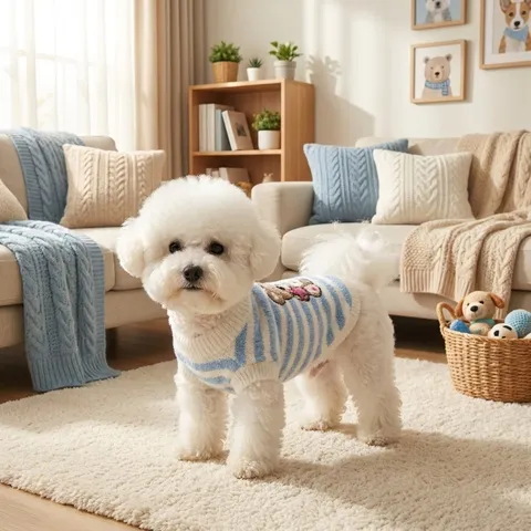 Cute Striped Pet Sweater Cartoon Bear Lamb Knitted Lapel Collar Dog Clothes Autumn Winter Warm Cat Pullover Apparel For Small Medium Dogs
