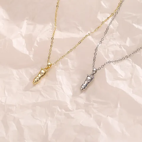 Creative Bullet Shape Pendant Necklace Copper Zirconia Heart Rhinestone Clavicle Chain Jewelry For Women Men Gold Silver Necklaces