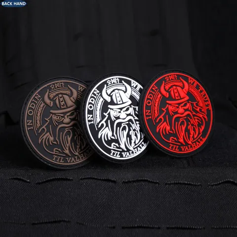 Viking Runes Odin Symbol PVC Tactical Morale Patch Hook And Loop Backpack Badge Military Armband Outdoor Gear