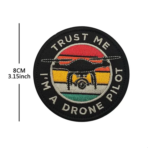 Outdoor Tactical Drone Pilot Embroidered Patch Hook And Backing Badge For Backpack Clothing Jacket