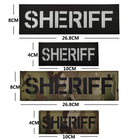Parche Bordado Táctico Sheriff Insignia Reflectante De Gancho Y Bucle Para Chaleco Militar Y Mochila Poliéster